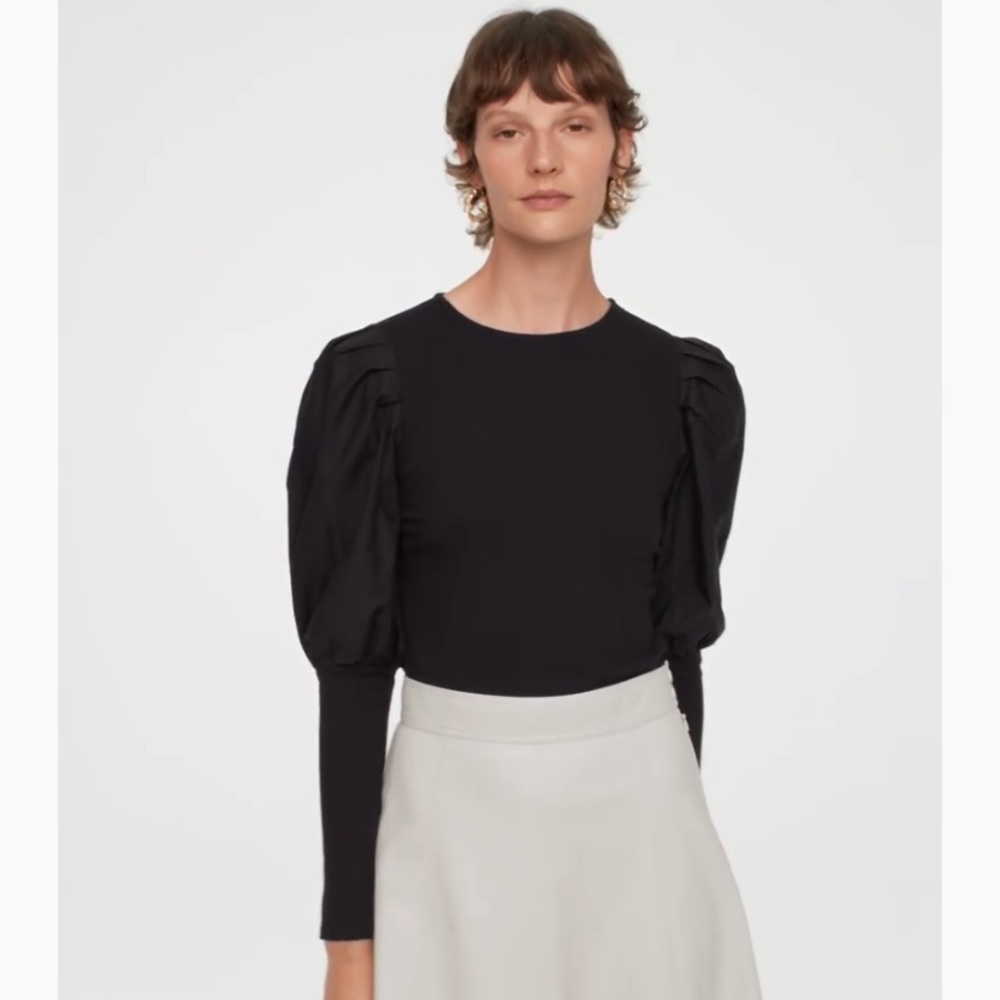 H&M Ribbed Puff Sleeve Top